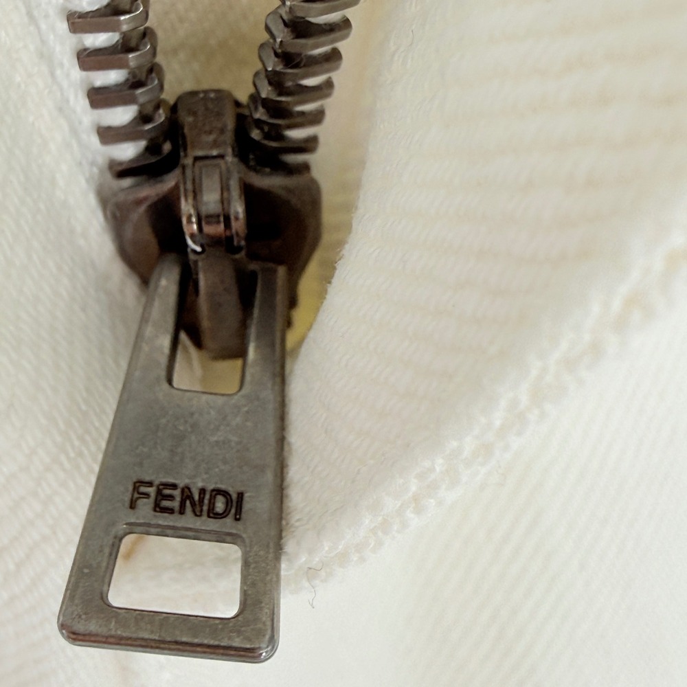 Fendi Roma Mens Size 33x34 Off White Slim Fit Jeans Italy Embossed logo - Picture 9 of 16